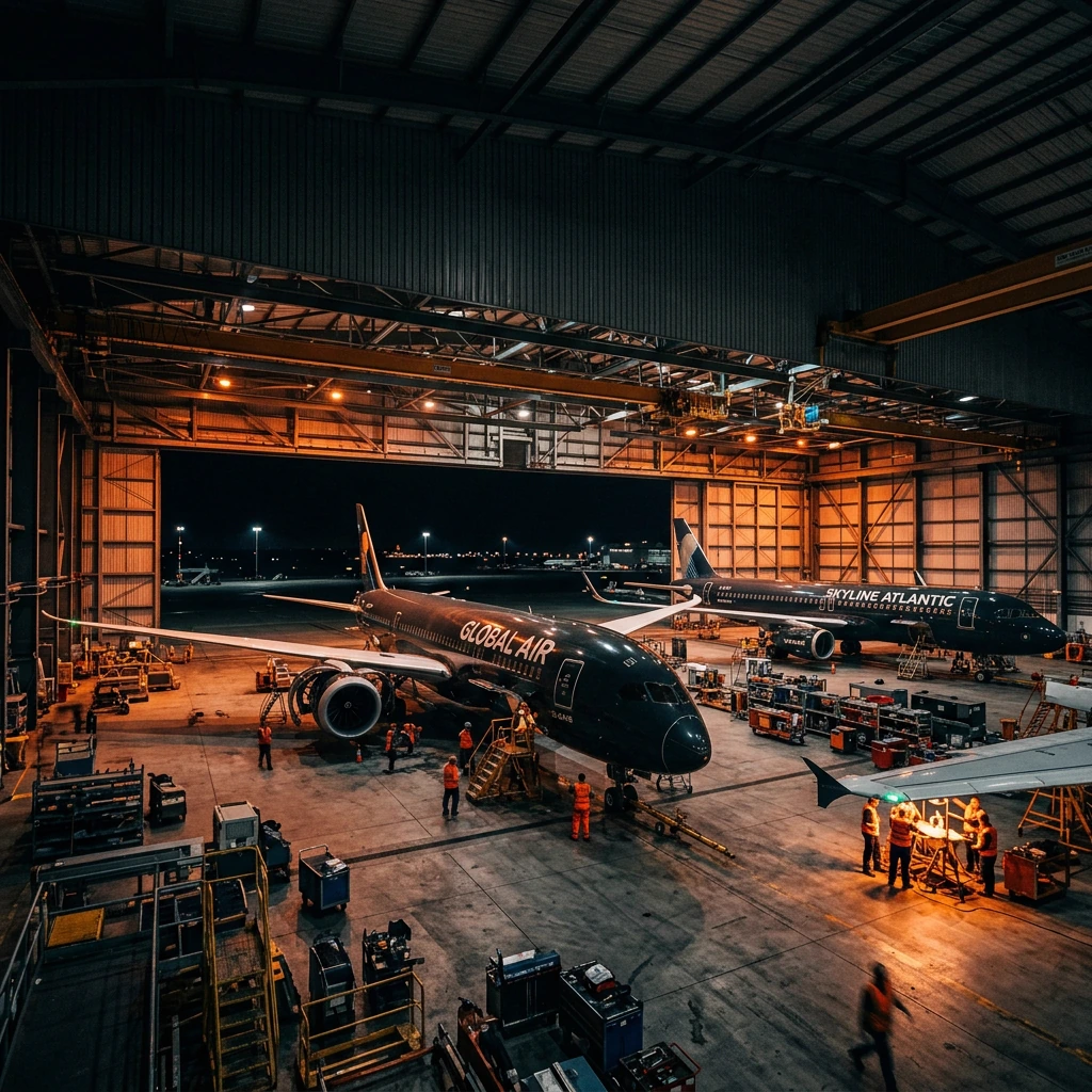 Aircraft in an aviation maintenance environment