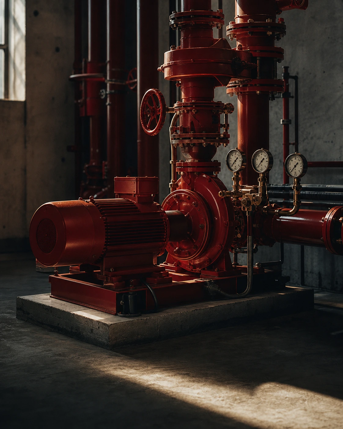 Automatic fire pump assembly and gauges