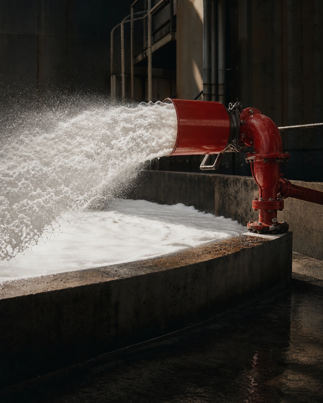 Foam monitor protecting a fuel bund